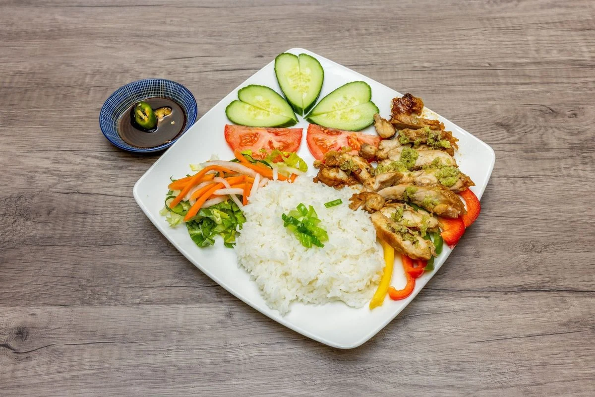 Grilled Lemongrass Chicken with rice at Bep & Brew in Airdrie, AB